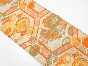 アンティーク　亀甲に花丸模様織り出し子供帯（材料）